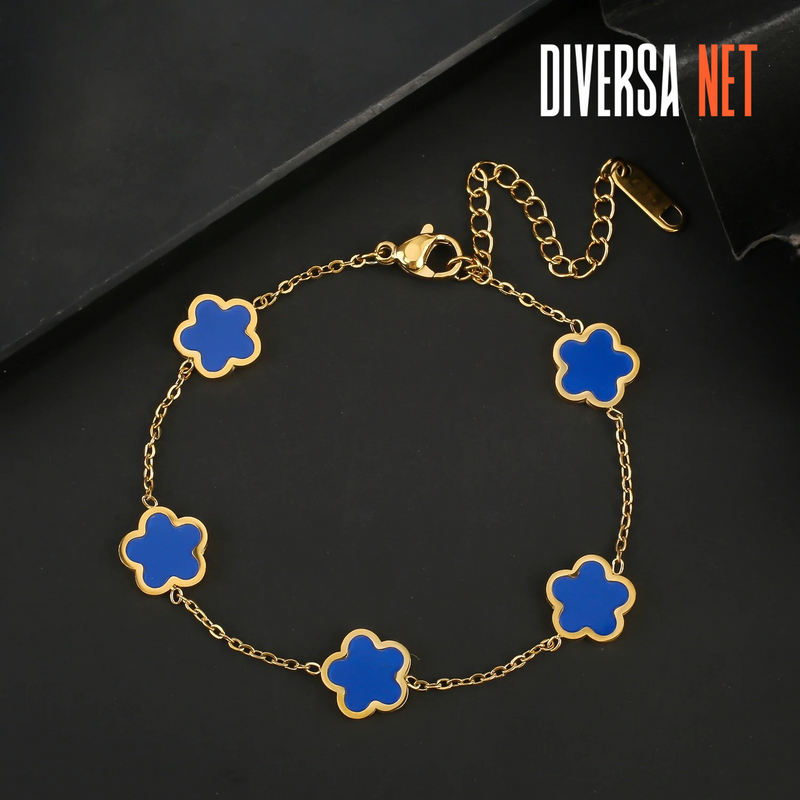 Pulseira Sorte Elegante em Ouro com Trevo de 4 Folhas