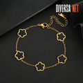 Pulseira Sorte Elegante em Ouro com Trevo de 4 Folhas