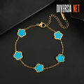 Pulseira Sorte Elegante em Ouro com Trevo de 4 Folhas