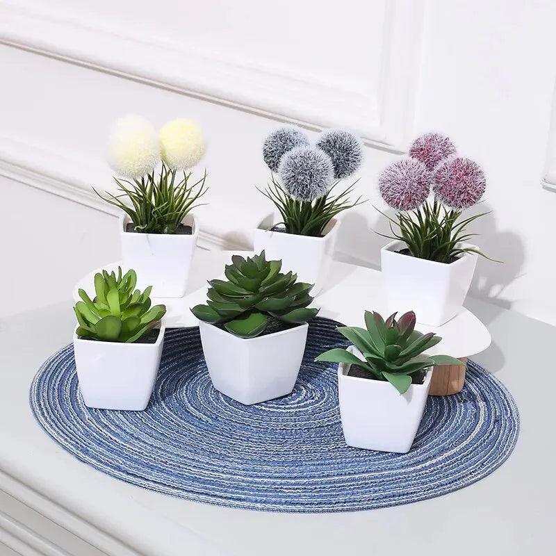 Mini Planta Artificial Bonsai Conjunto com 6 Peças