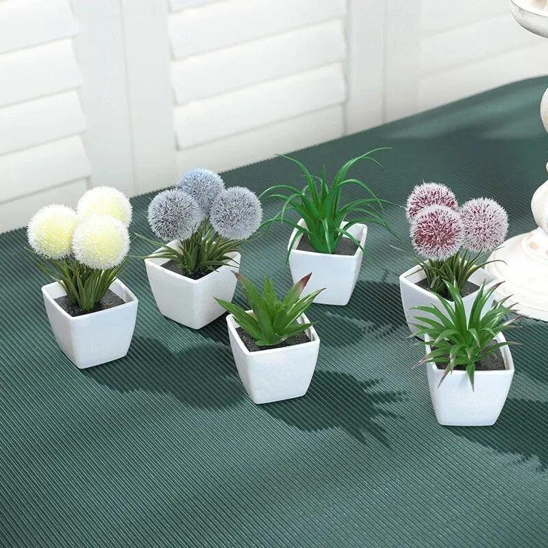 Mini Planta Artificial Bonsai Conjunto com 6 Peças